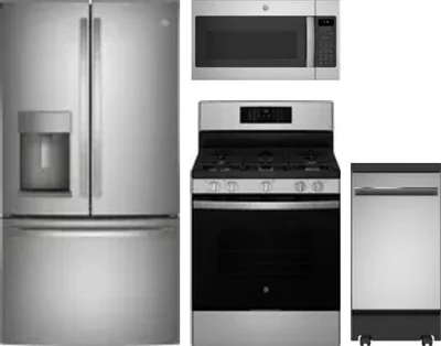 4 Piece Package Includes Refrigerator, Range, Microwave And Dishwasher