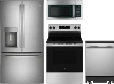 4 Piece Package Includes Refrigerator, Range, Microwave And Dishwasher