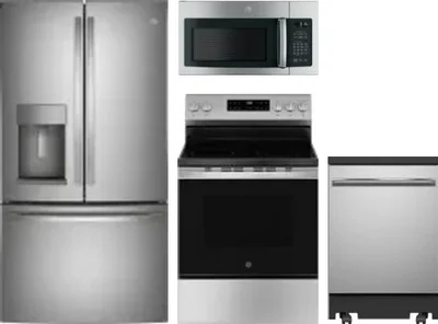 4 Piece Package Includes Refrigerator, Range, Microwave And Dishwasher