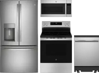 4 Piece Package Includes Refrigerator, Range, Microwave And Dishwasher