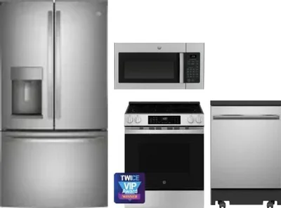 4 Piece Package Includes Refrigerator, Range, Microwave And Dishwasher