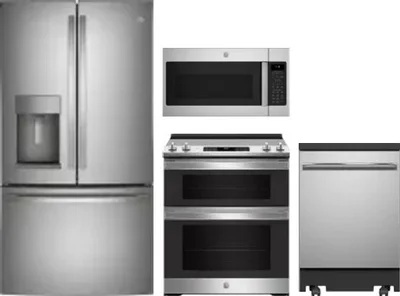 4 Piece Package Includes Refrigerator, Range, Microwave And Dishwasher