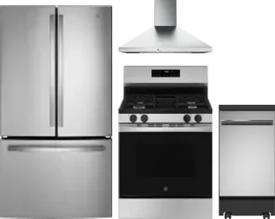 4 Piece Package Includes Refrigerator, Range, Hood And Dishwasher