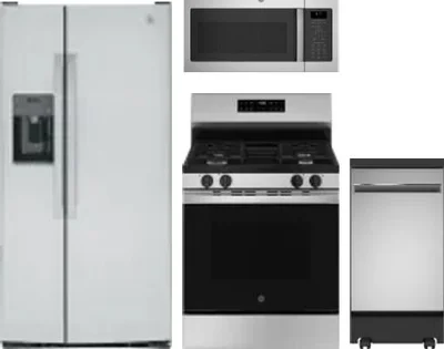 4 Piece Package Includes Refrigerator, Range, Microwave And Dishwasher