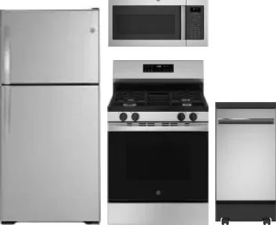 4 Piece Package Includes Refrigerator, Range, Microwave And Dishwasher