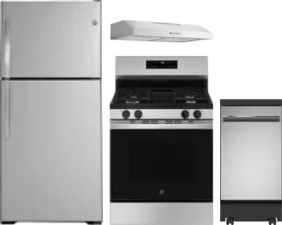 4 Piece Package Includes Refrigerator, Range, Hood And Dishwasher