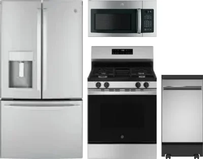 4 Piece Package Includes Refrigerator, Range, Microwave And Dishwasher