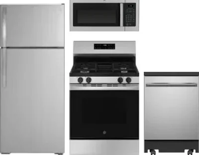 4 Piece Package Includes Refrigerator, Range, Microwave And Dishwasher