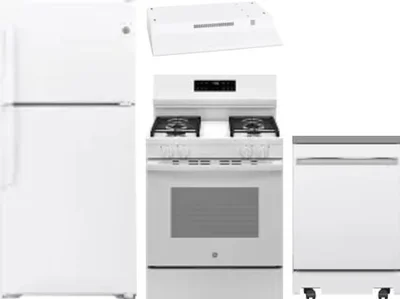 4 Piece Package Includes Refrigerator, Range, Hood And Dishwasher