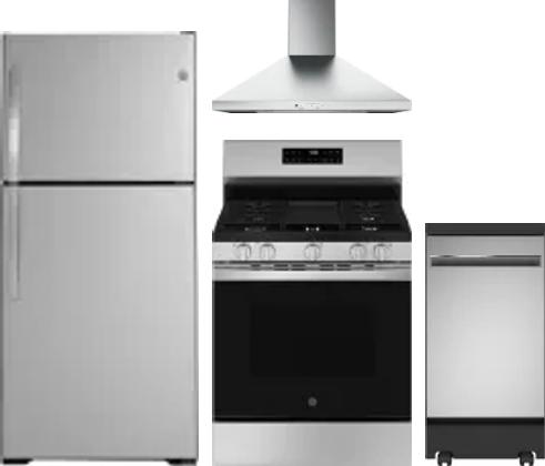 4 Piece Package Includes Refrigerator, Range, Hood And Dishwasher