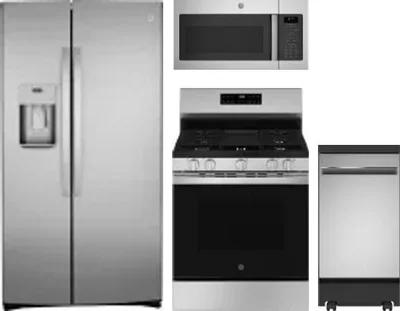 4 Piece Package Includes Refrigerator, Range, Microwave And Dishwasher