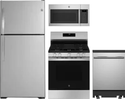 4 Piece Package Includes Refrigerator, Range, Microwave And Dishwasher