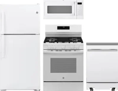 4 Piece Package Includes Refrigerator, Range, Microwave And Dishwasher