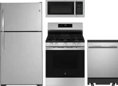 4 Piece Package Includes Refrigerator, Range, Microwave And Dishwasher