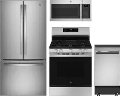 4 Piece Package Includes Refrigerator, Range, Microwave And Dishwasher