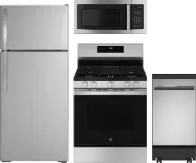 4 Piece Package Includes Refrigerator, Range, Microwave And Dishwasher