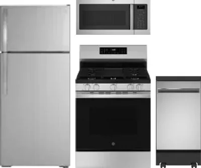 4 Piece Package Includes Refrigerator, Range, Microwave And Dishwasher