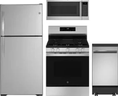 4 Piece Package Includes Refrigerator, Range, Microwave And Dishwasher