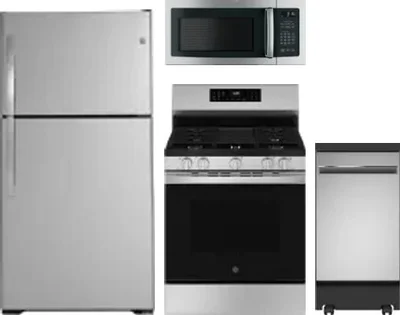 4 Piece Package Includes Refrigerator, Range, Microwave And Dishwasher