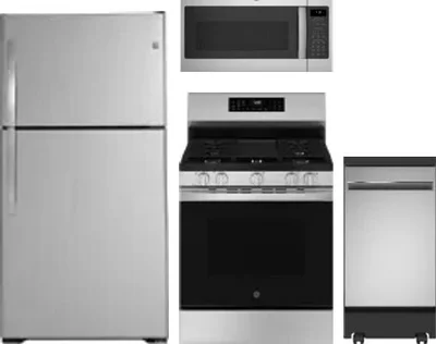 4 Piece Package Includes Refrigerator, Range, Microwave And Dishwasher