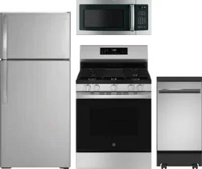 4 Piece Package Includes Refrigerator, Range, Microwave And Dishwasher