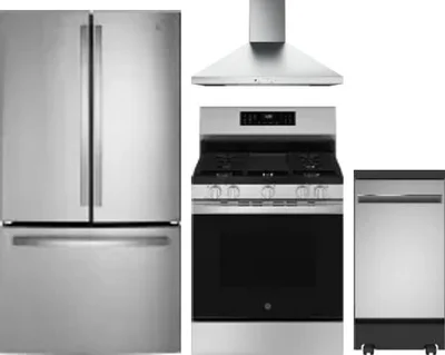 4 Piece Package Includes Refrigerator, Range, Hood And Dishwasher