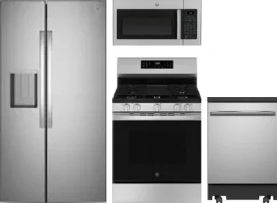4 Piece Package Includes Refrigerator, Range, Microwave And Dishwasher