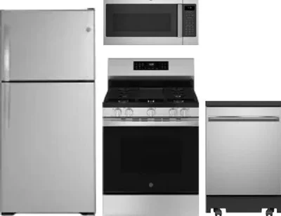 4 Piece Package Includes Refrigerator, Range, Microwave And Dishwasher