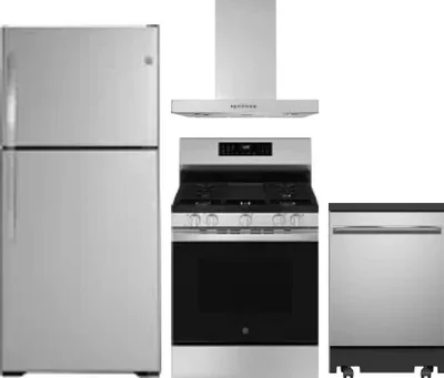 4 Piece Package Includes Refrigerator, Range, Hood And Dishwasher
