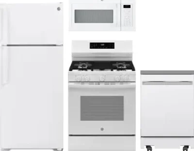 4 Piece Package Includes Refrigerator, Range, Microwave And Dishwasher
