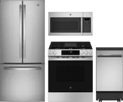 4 Piece Package Includes Refrigerator, Range, Microwave And Dishwasher
