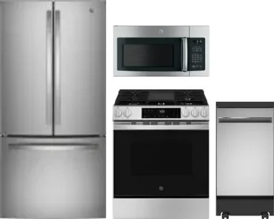 4 Piece Package Includes Refrigerator, Range, Microwave And Dishwasher
