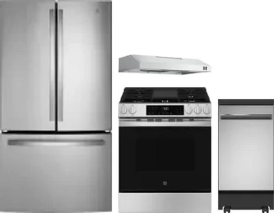 4 Piece Package Includes Refrigerator, Range, Hood And Dishwasher