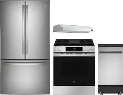 4 Piece Package Includes Refrigerator, Range, Hood And Dishwasher