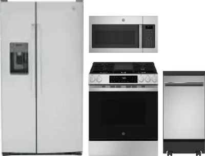 4 Piece Package Includes Refrigerator, Range, Microwave And Dishwasher