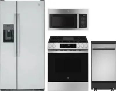 4 Piece Package Includes Refrigerator, Range, Microwave And Dishwasher