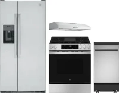 4 Piece Package Includes Refrigerator, Range, Hood And Dishwasher