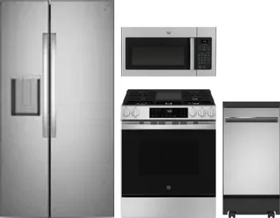 4 Piece Package Includes Refrigerator, Range, Microwave And Dishwasher
