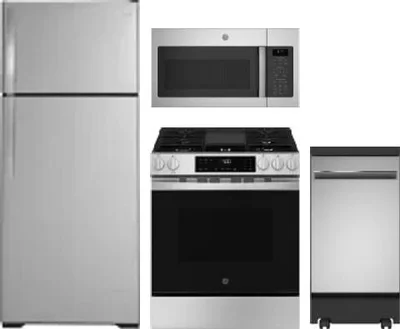 4 Piece Package Includes Refrigerator, Range, Microwave And Dishwasher