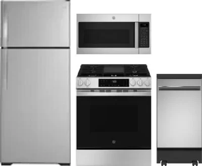 4 Piece Package Includes Refrigerator, Range, Microwave And Dishwasher