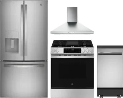 4 Piece Package Includes Refrigerator, Range, Hood And Dishwasher