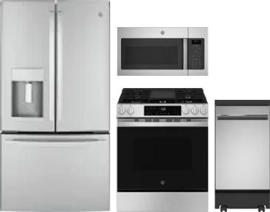 4 Piece Package Includes Refrigerator, Range, Microwave And Dishwasher
