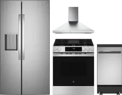 4 Piece Package Includes Refrigerator, Range, Hood And Dishwasher