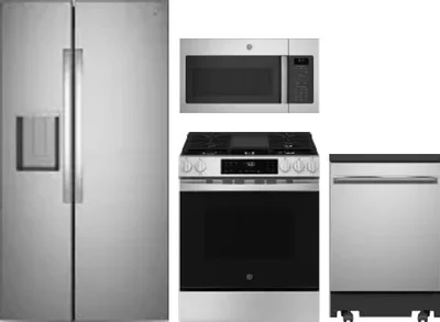 4 Piece Package Includes Refrigerator, Range, Microwave And Dishwasher