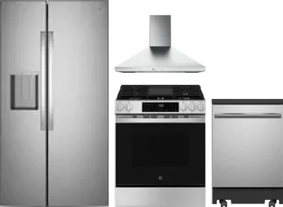 4 Piece Package Includes Refrigerator, Range, Hood And Dishwasher