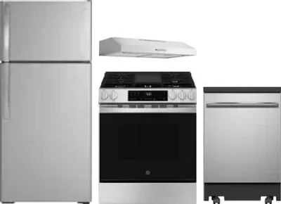 4 Piece Package Includes Refrigerator, Range, Hood And Dishwasher