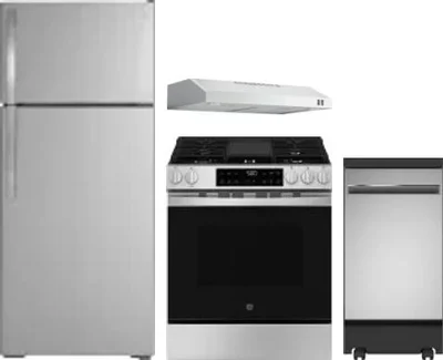 4 Piece Package Includes Refrigerator, Range, Hood And Dishwasher