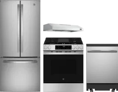 4 Piece Package Includes Refrigerator, Range, Hood And Dishwasher