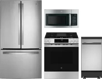 4 Piece Package Includes Refrigerator, Range, Microwave And Dishwasher