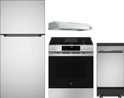 4 Piece Package Includes Refrigerator, Range, Hood And Dishwasher